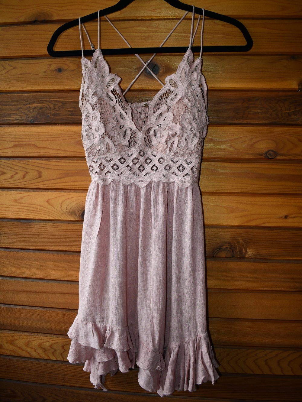 Free People Slip Dress Womens Rose Pink Mini Adella Lace Size Medium - Picture 6 of 8